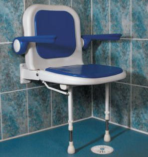 Wall Mounted Shower Seat With Back and Arm Rests - Shower Seats For The Disabled & Elderly UK