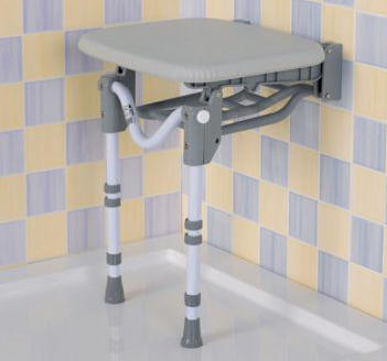 Tooting wall mounted padded standard shower seat  - Shower Seats For The Disabled & Elderly UK
