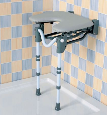 Tooting wall mounted padded horseshoe shower seat  - Shower Seats For The Disabled & Elderly UK