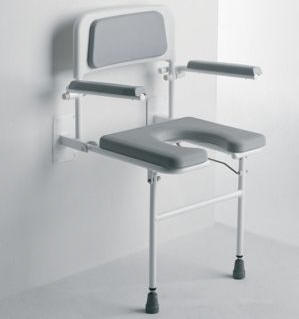 Padded Wall Mounted Shower Seat With Back and Arm Rests - Shower Seats For The Disabled & Elderly UK