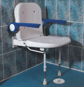 Wall Mounted Shower Seat With Back and Arm Rests - Shower Seats For The Disabled & Elderly UK